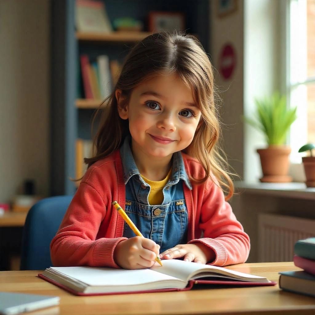 Homeschool student working at home